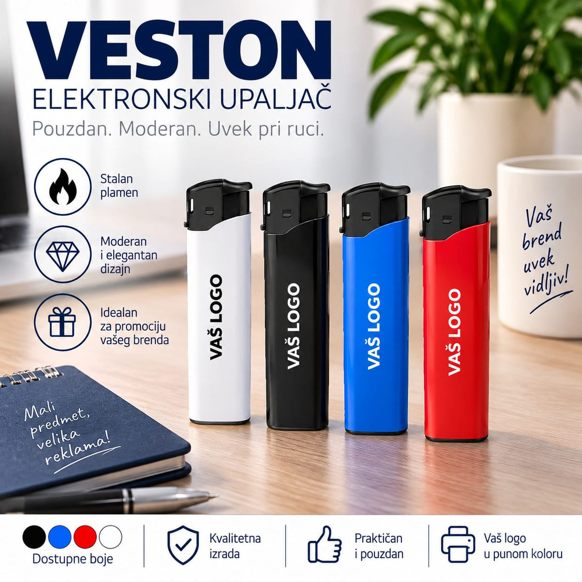 Personalizovani upaljači VESTON sa UV štampom